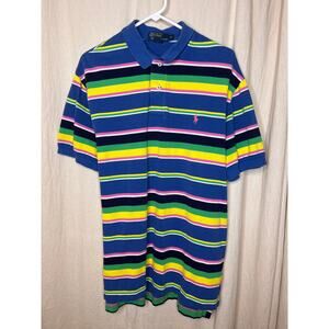 1990s Polo Ralph Lauren Maximalist Rainbow Stripe Old Money Prep Shirt XL